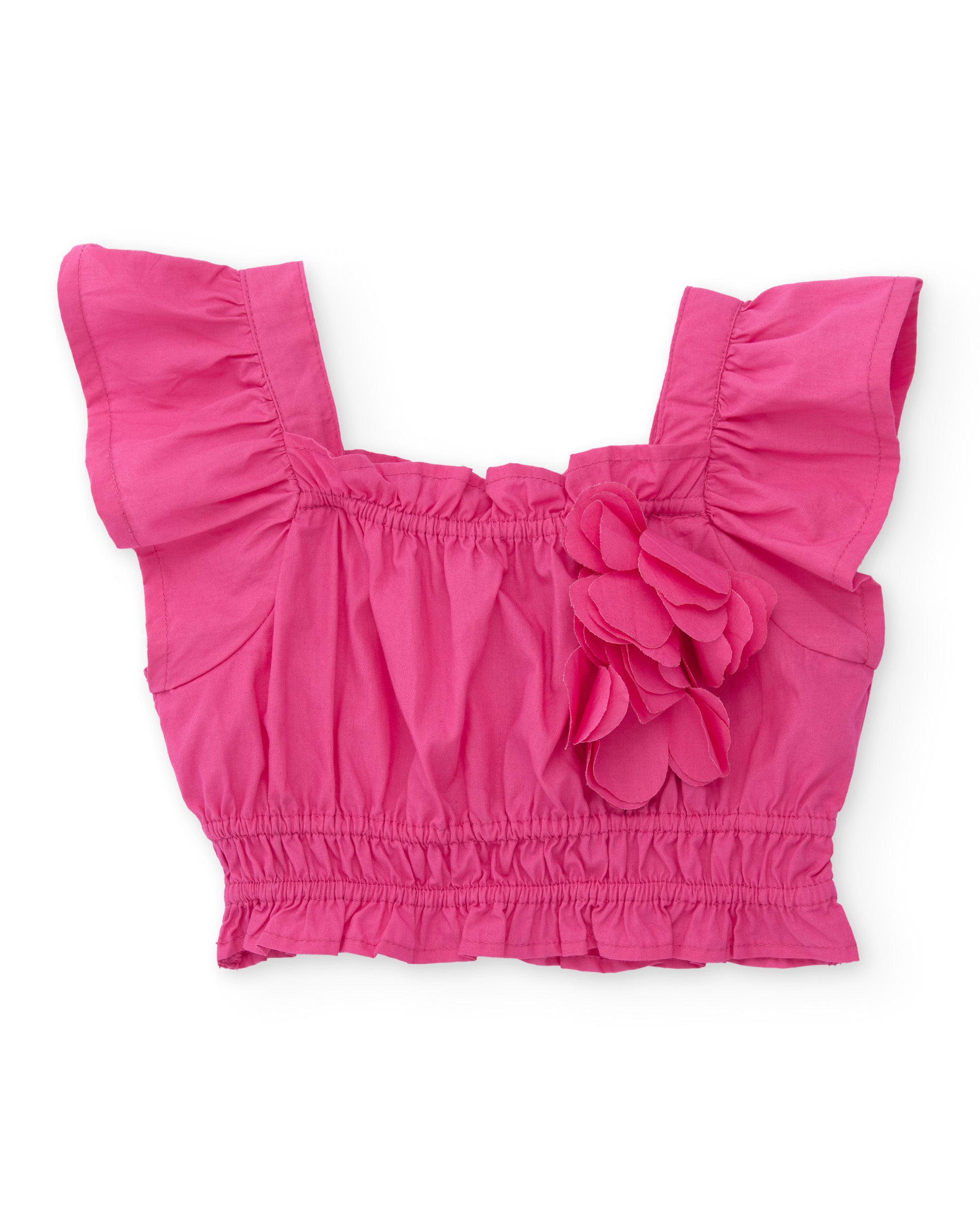 Tuc tuc top bimba fucsia fiore smock maniche volant