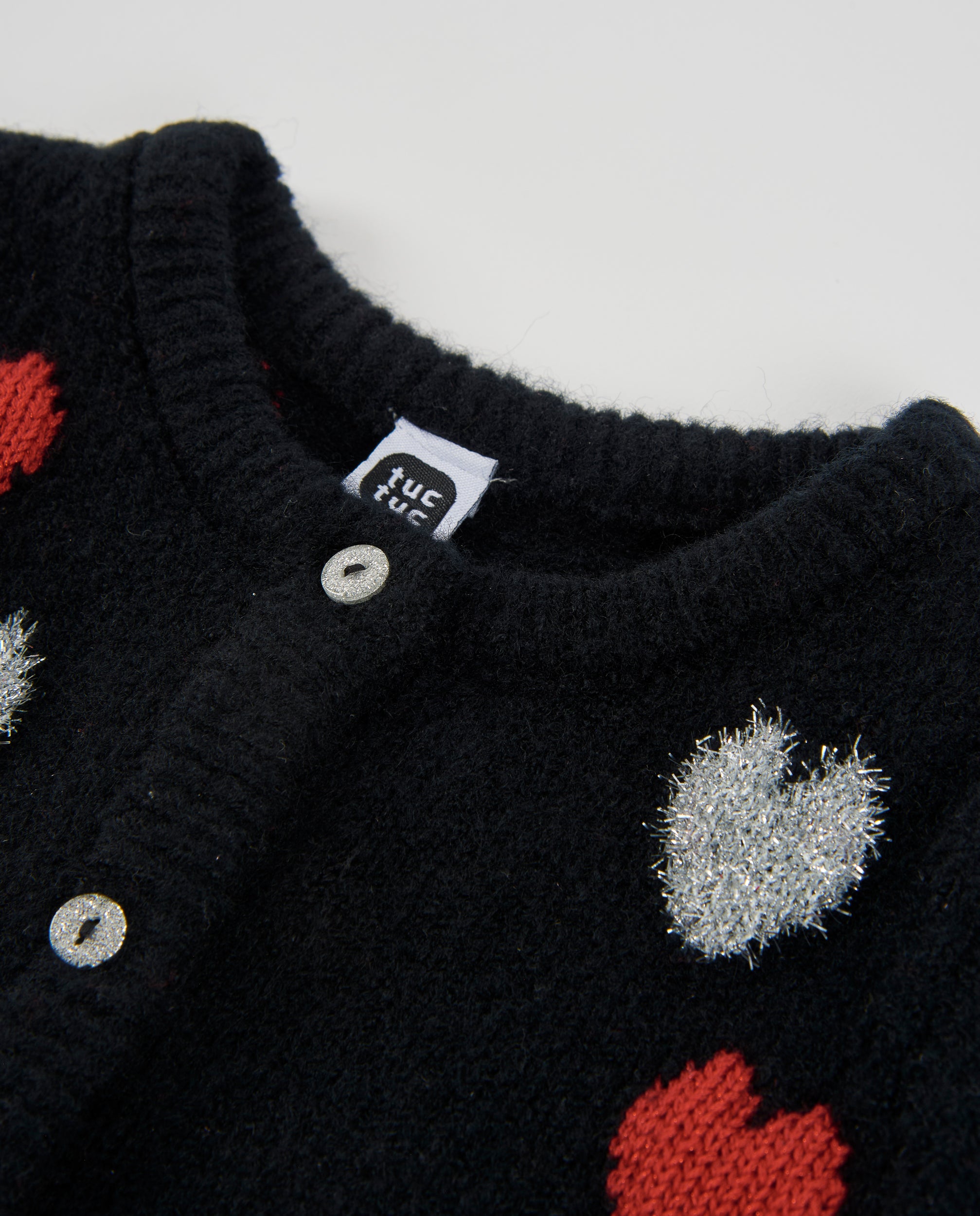 Tuc Tuc cardigan cuori nero bottoni