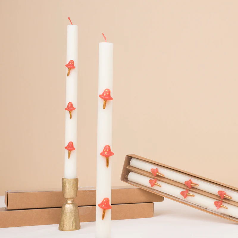 Meri Meri Mushroom candele da tavolo set 2 pezzi rosse
