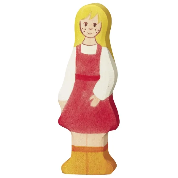 Holztiger Figlia figura legno massello dipinta a mano 10 cm