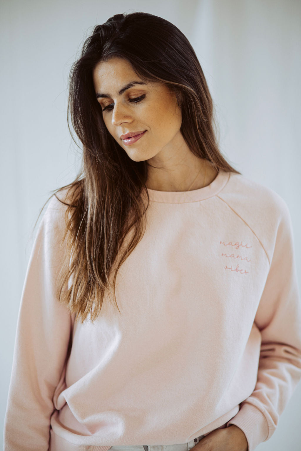 Ella and Rapha Mama Classic Fit felpa pearl rose cotone organico
