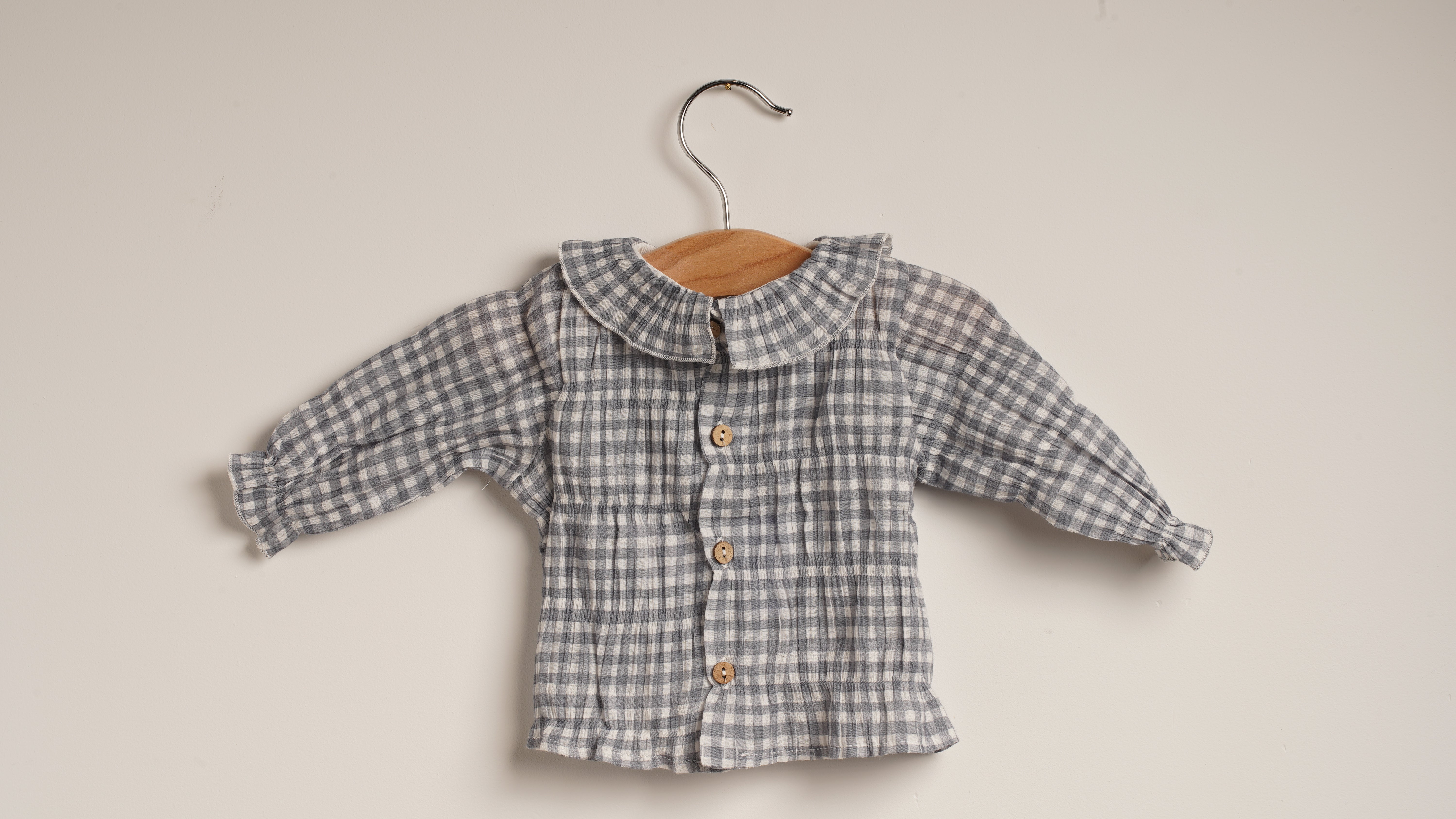 Mebi Vichy camicia neonato quadretti azzurri cotone