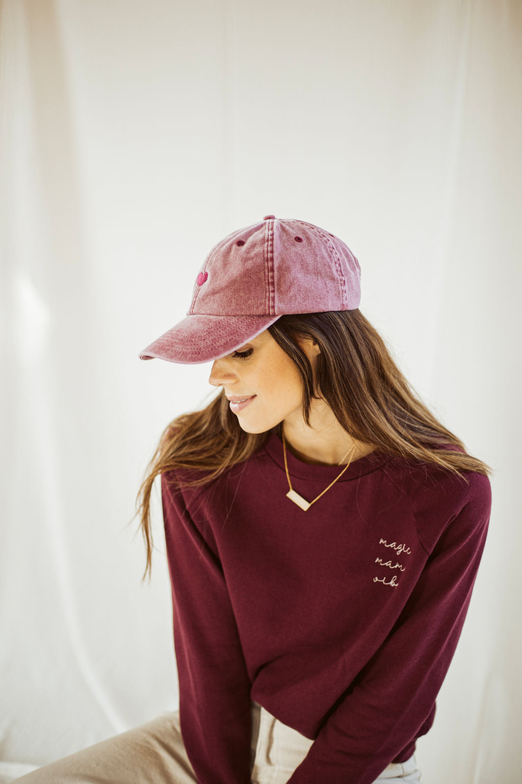 Ella and Rapha Heart Cap cappello bordeaux denim