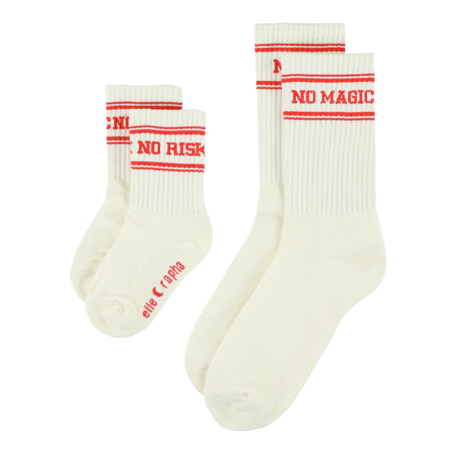 Ella and Rapha No Risk No Magic calzini bianco sporco cotone