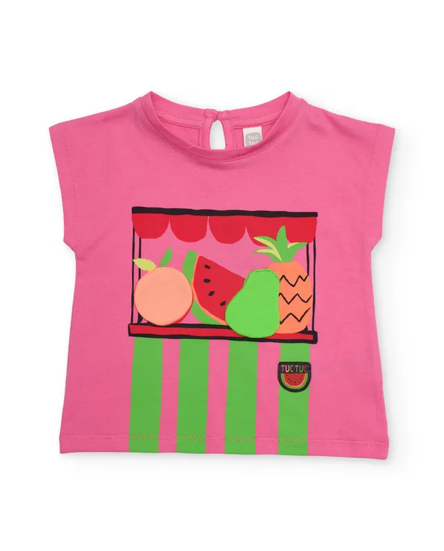 Tuc Tuc maglietta bambina rosa frutta rilievo manica corta