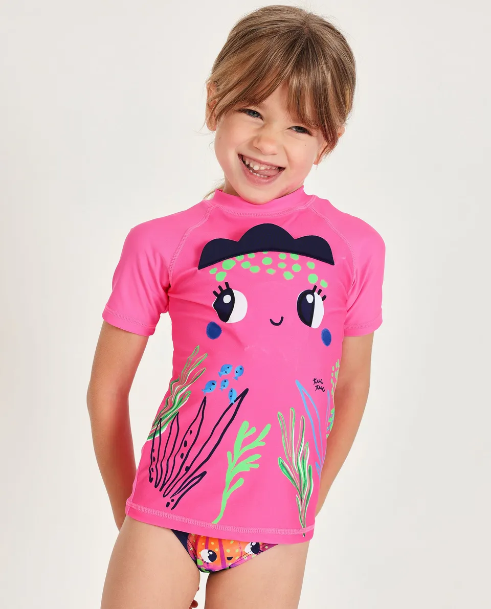 Tuc Tuc maglia mare bambina fucsia UPF 50+
