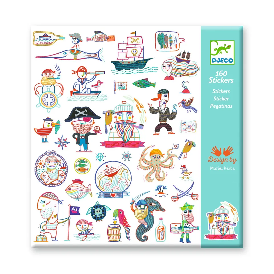 Djeco Pirate Attack adesivi 160 pezzi pirati
