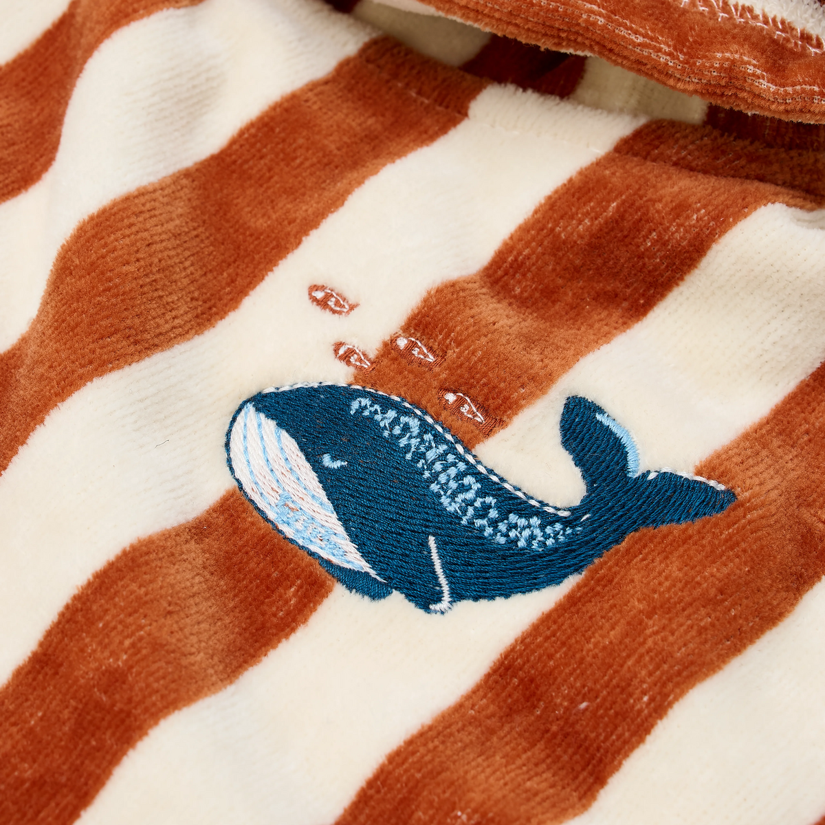 Little Dutch poncho mare righe marroni cotone con cappuccio