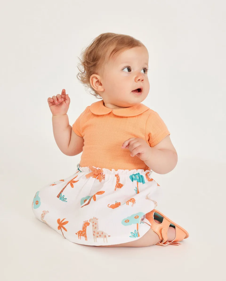 Tuc Tuc vestito neonata arancione giraffe con mutandina