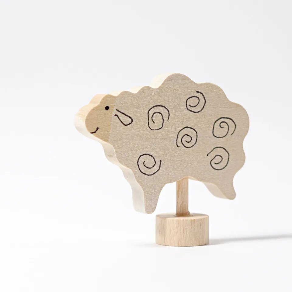 Grimm's Pecora Bianca figura in legno 5 cm dipinta a mano