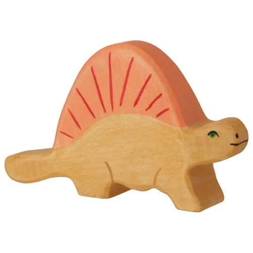 Holztiger Dimetrodon dinosauro figura in legno dipinta