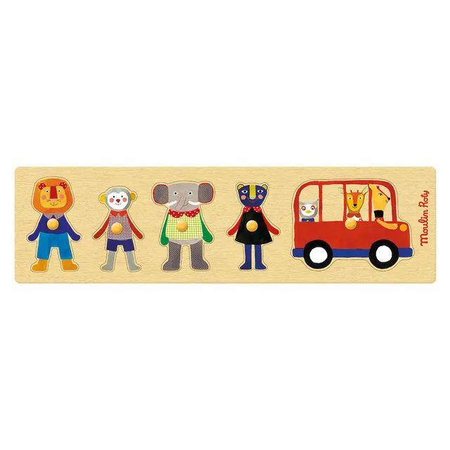 Moulin Roty Popipop Bus puzzle legno 5 tessere 18 mesi