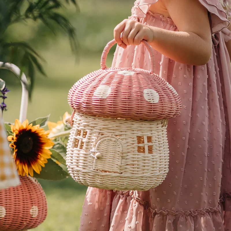 Olli Ella Mushroom Basket cestino rattan musk