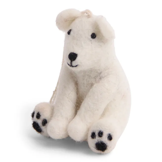 Gry & Sif orso polare seduto pendente in feltro 7 cm