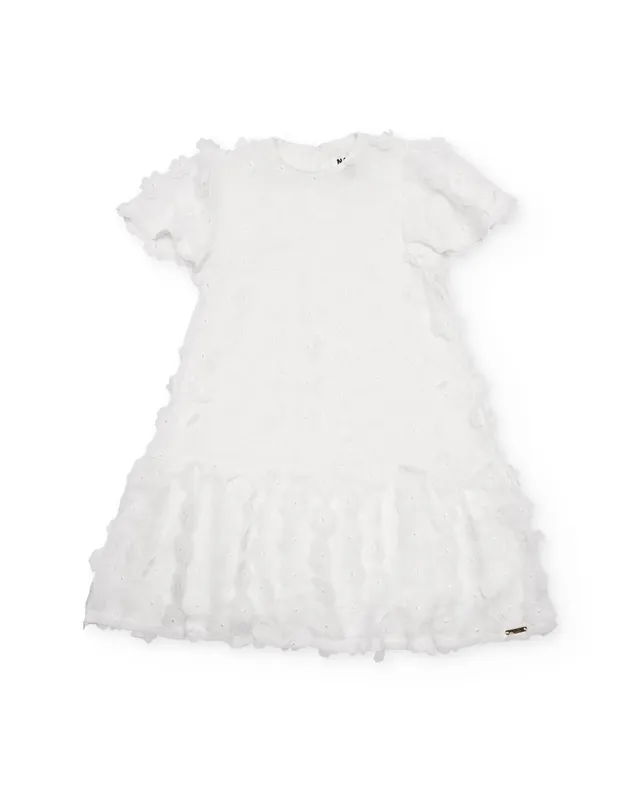 Tuc Tuc vestito bambina bianco fiori maniche a sbuffo