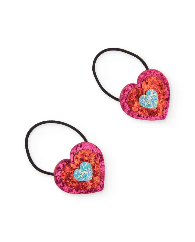 Tuc tuc elastici capelli bambina rossi cuore glitter