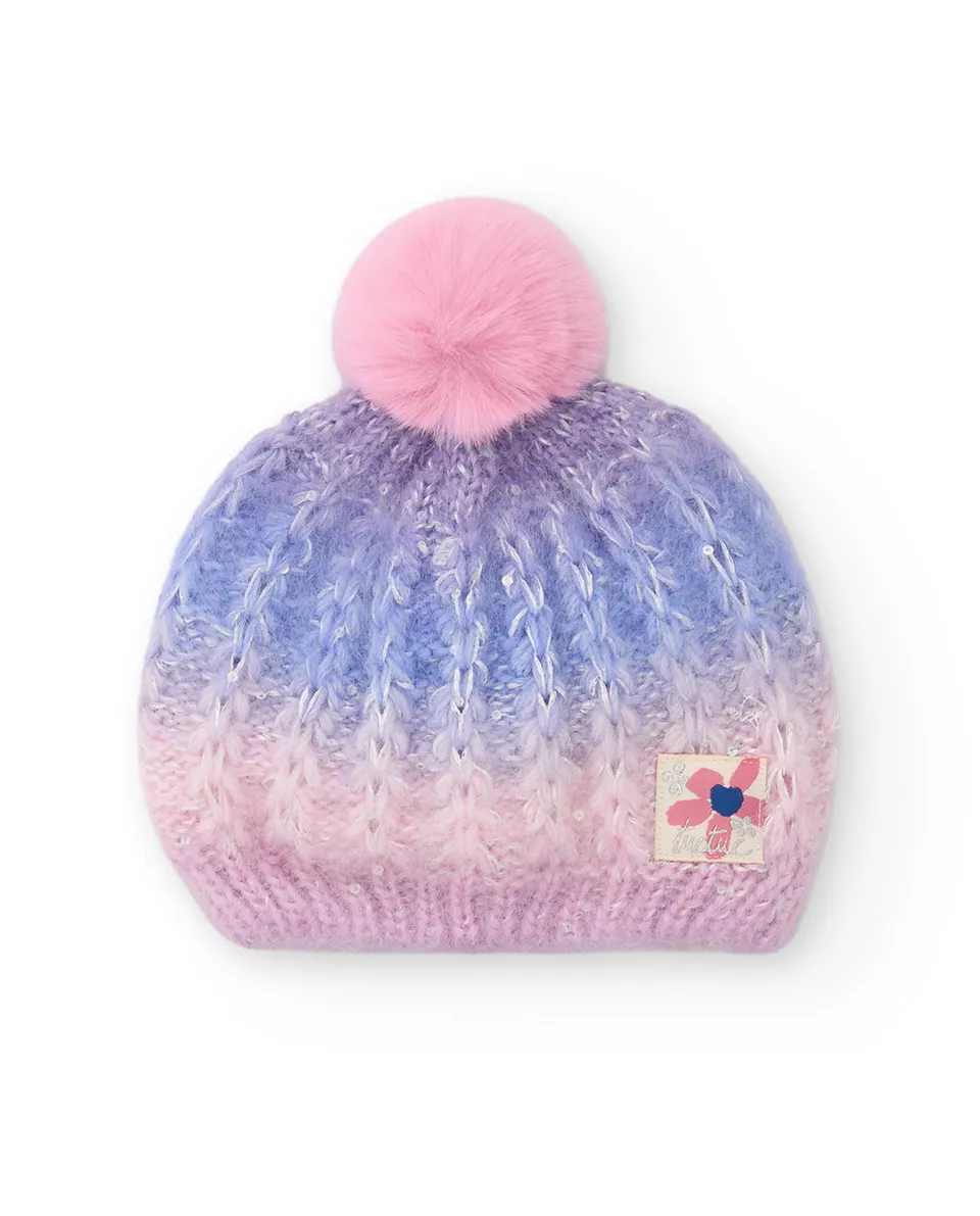 Tuc Tuc cappello bambina rosa pon pon sfumato