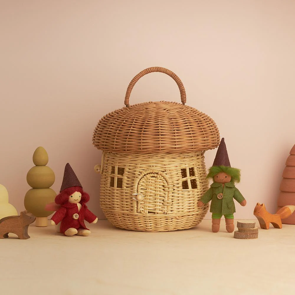 Olli Ella Mushroom Basket Natural Cestino Rattan