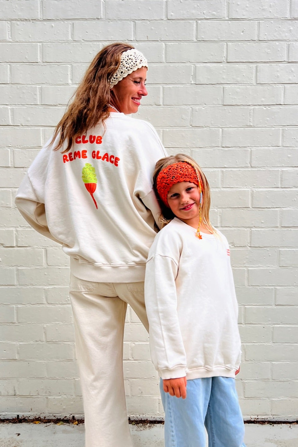 Ella and Rapha Little Club Creme Glace felpa avorio bimbi