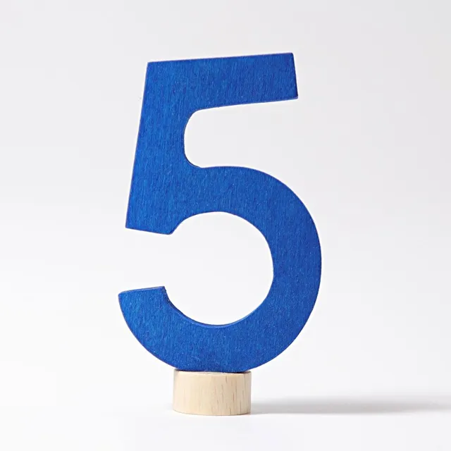 Grimm's numero 5 figura legno decorativa 9 cm colorata