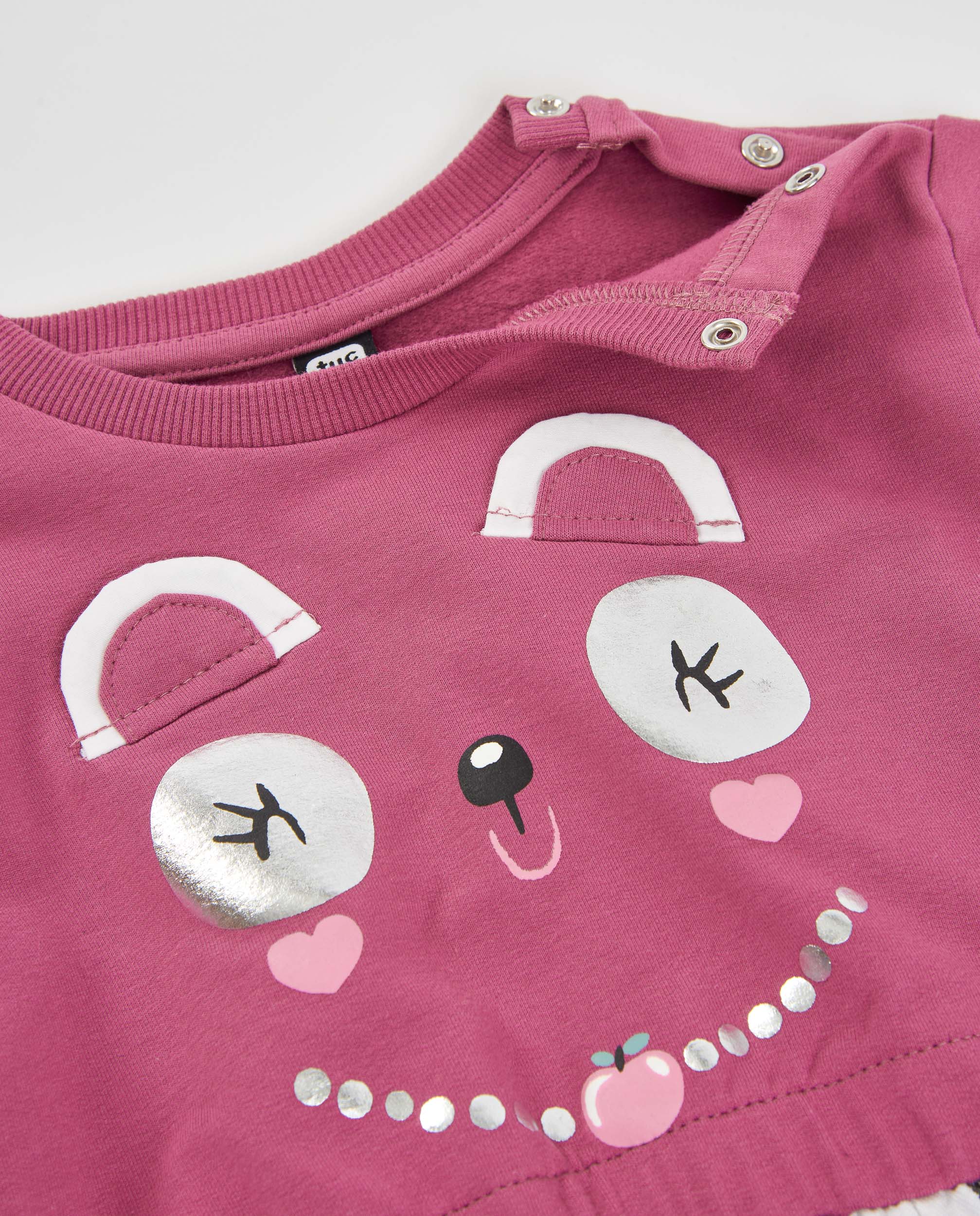 Tuc Tuc vestito bambina viola orso gonna a quadri