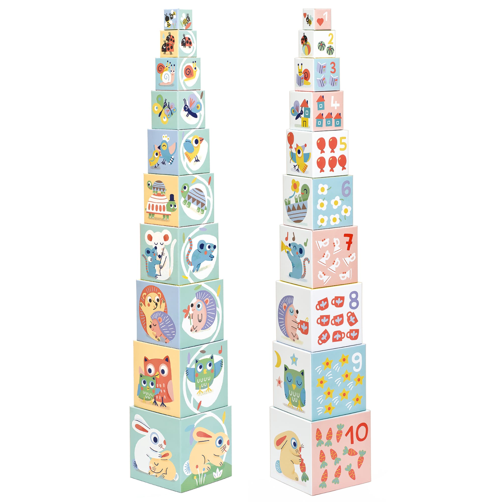 Djeco BabyBloki Set 10 Cubi Impilabili Animali Numeri 14 cm