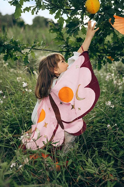 PartyDeco ali di farfalla costume bambina con dorato