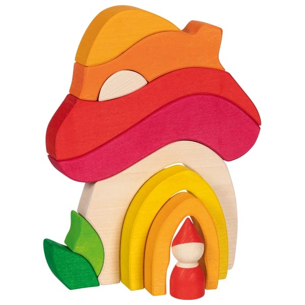 Goki Fungo rosso casa impilabile legno 19 cm