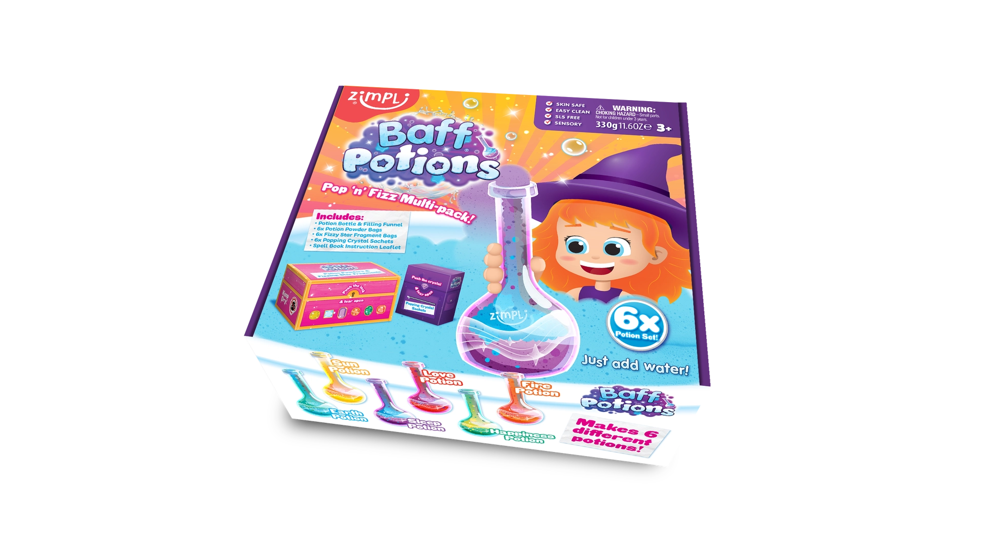 Zimpli Kids Potions Pop'n'fizz kit bagno 6 pozioni vegano