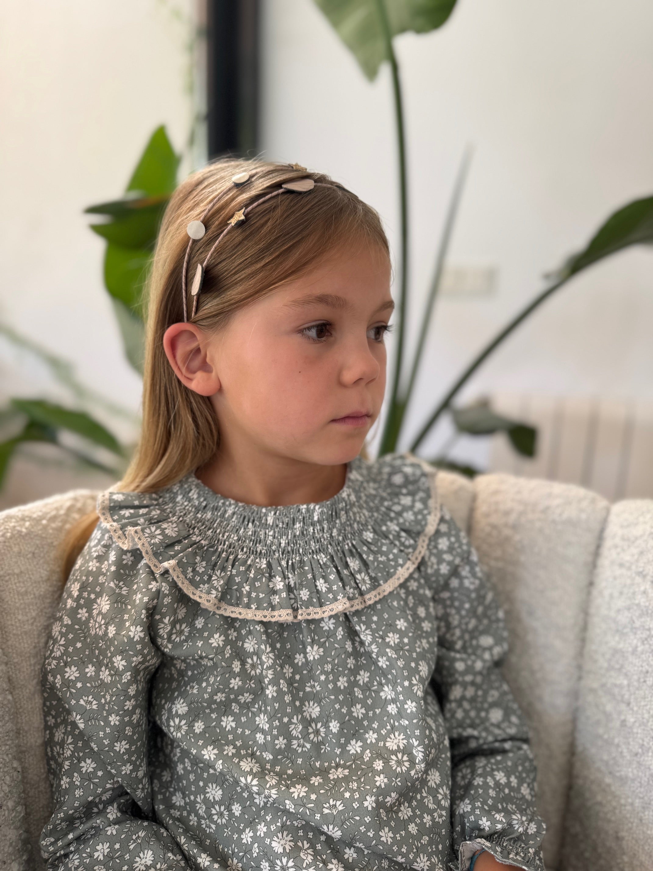 Mebi vestito bambina 5 anni verde fiori cotone