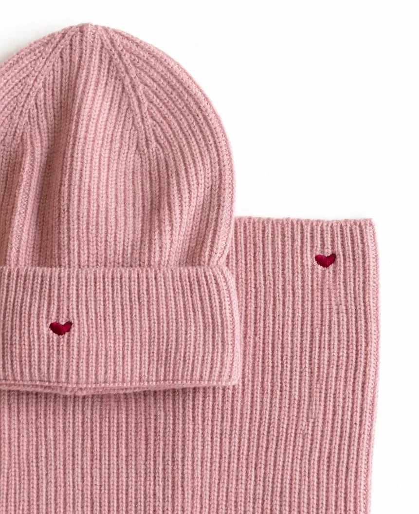 Ella and Rapha Heart cuffia lana bimbo rosa 100% lana