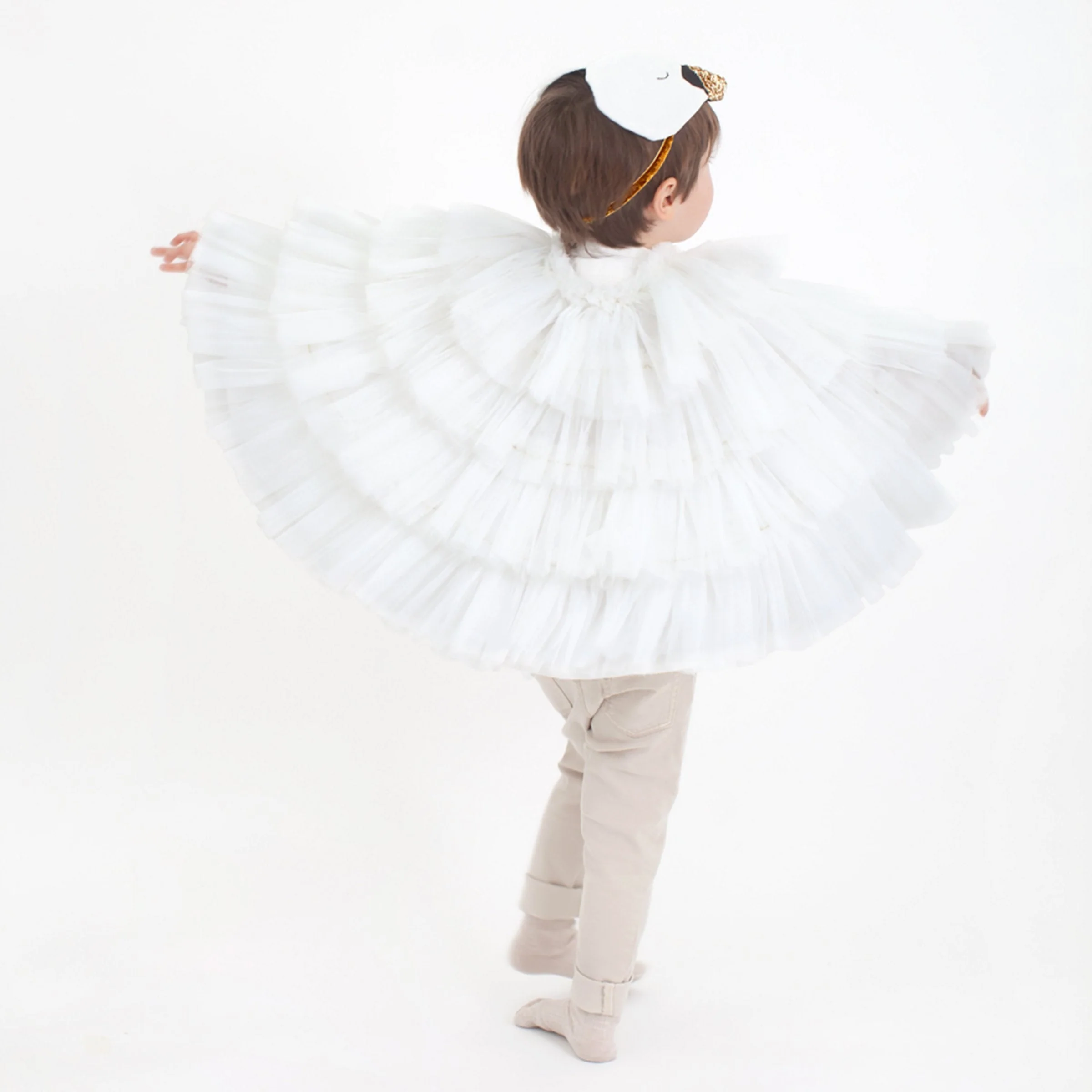 Meri Meri Cigno costume in tulle bianco ali e copricapo 3-6 anni