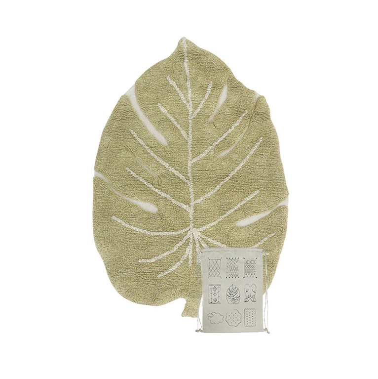 Lorena Canals Monstera Mini tappeto foglia verde 75x100 cm