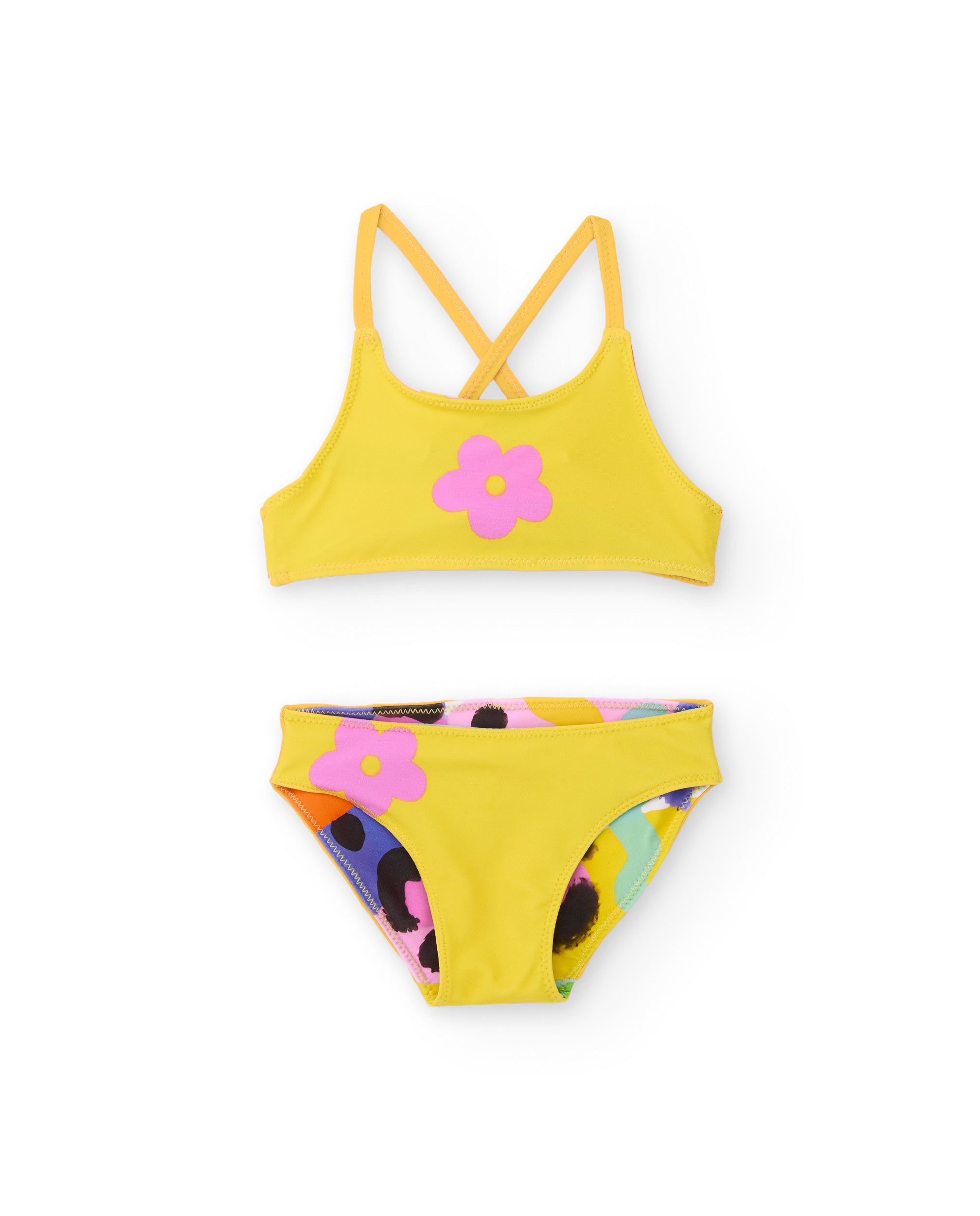 Tuc Tuc bikini bambina giallo due pezzi stampa astratta