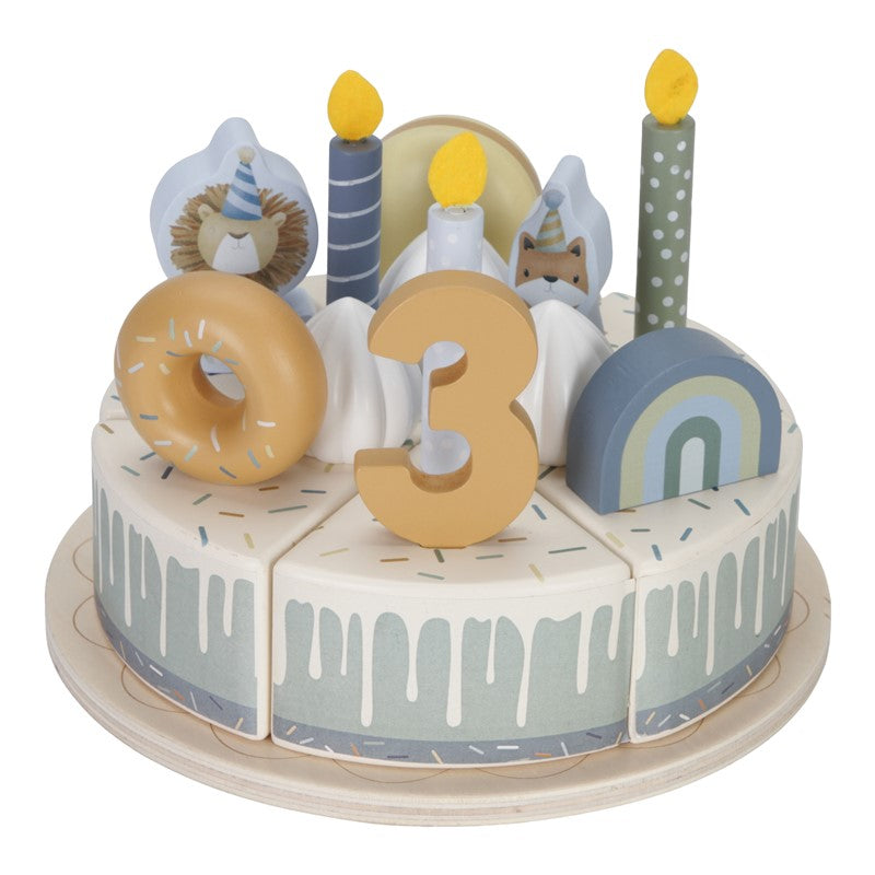 Little Dutch Torta Compleanno Gioco Legno Blu 26 Pezzi