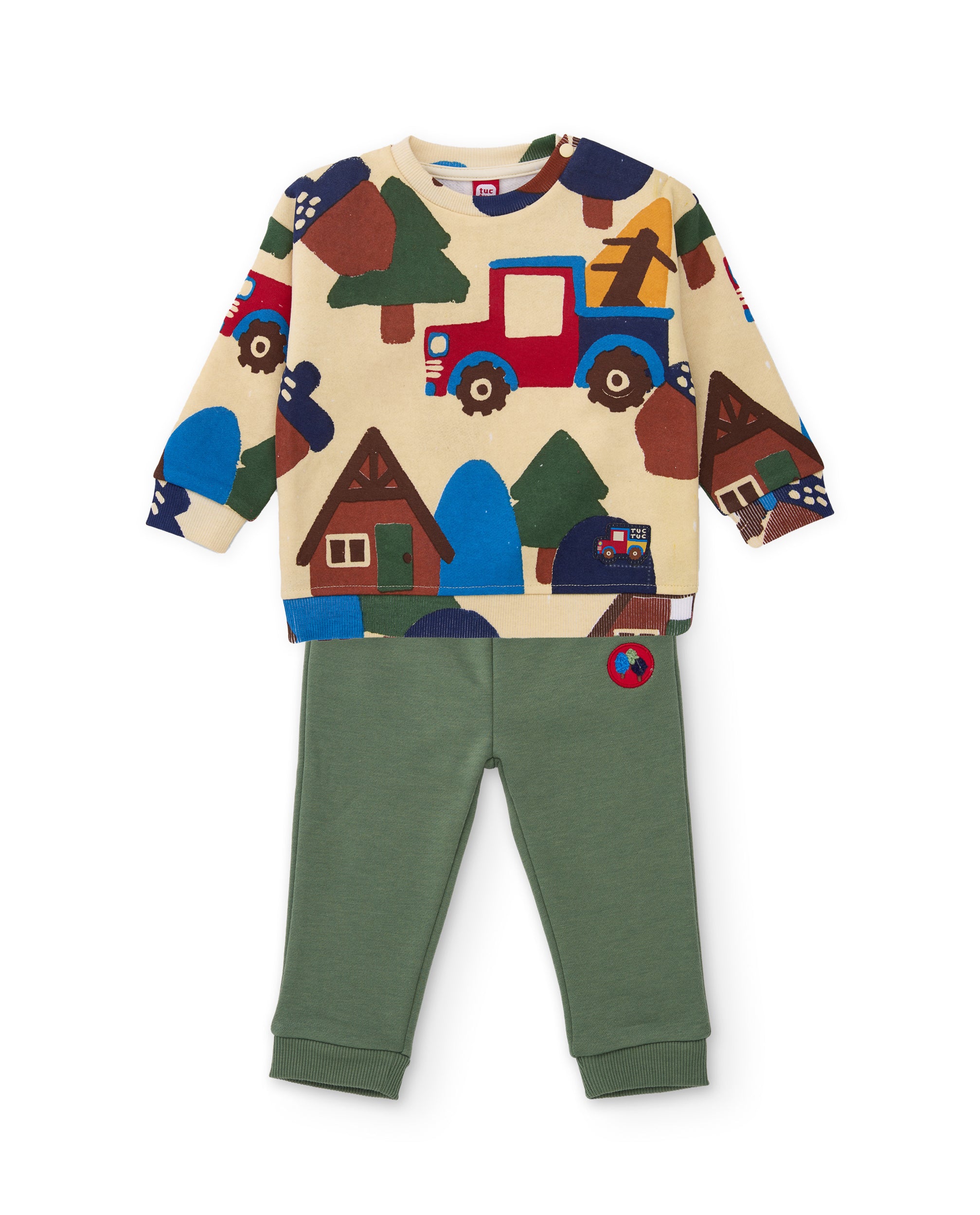Tuc tuc tuta bambino felpa beige stampa natura