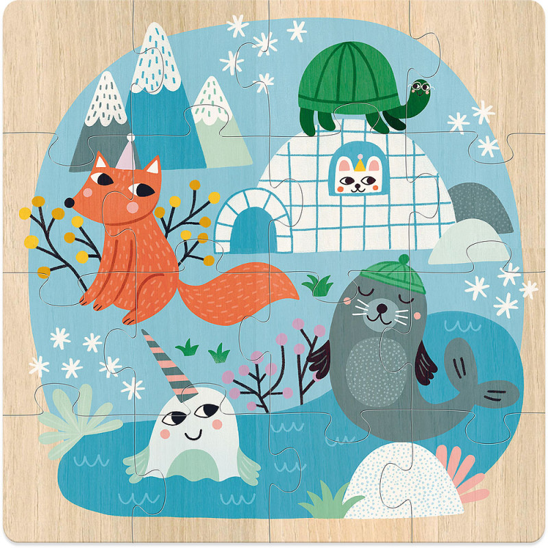 Vilac Animali del mondo puzzle legno 16 pezzi 3 set