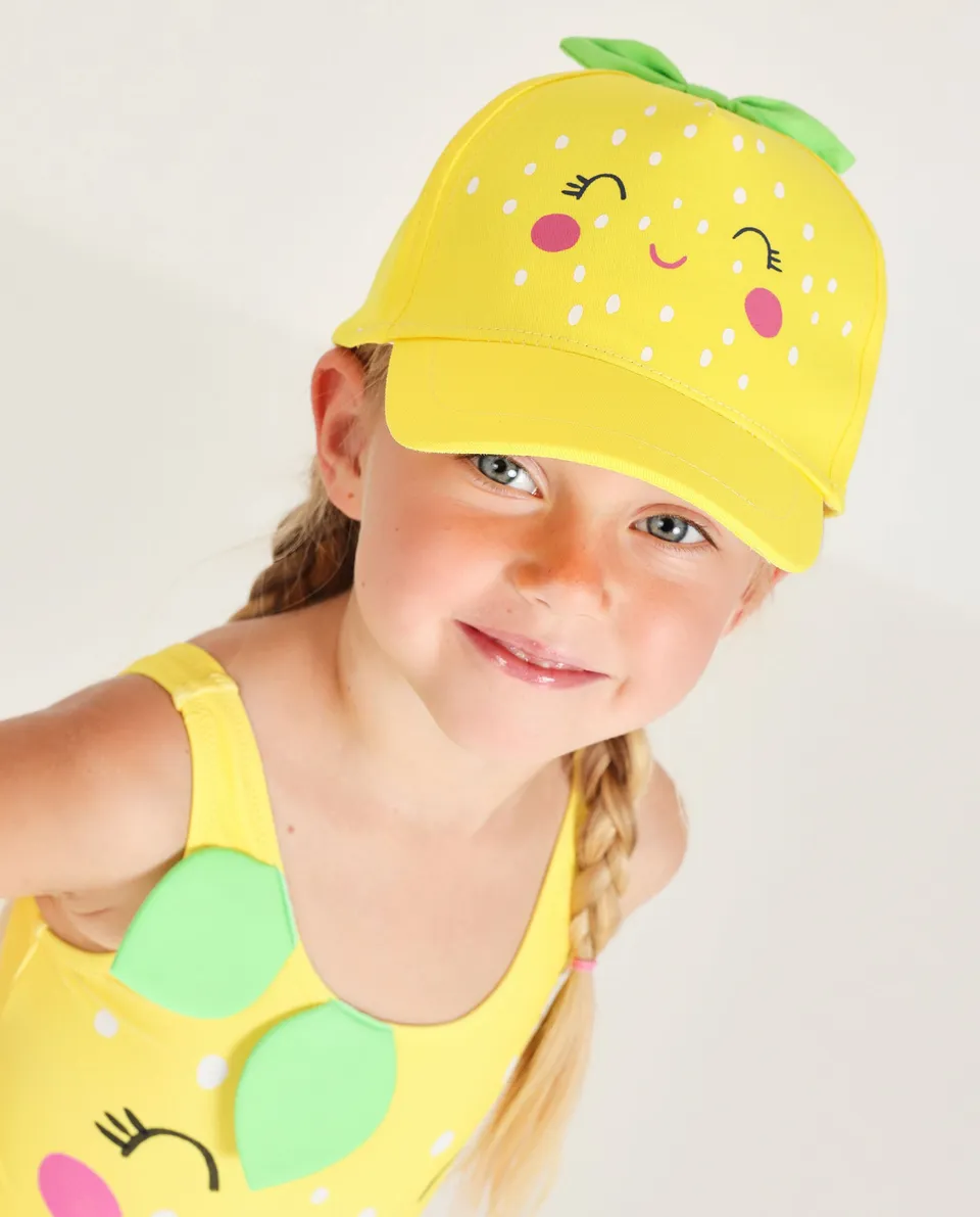 Tuc Tuc cappellino bambina giallo foglie visiera sole
