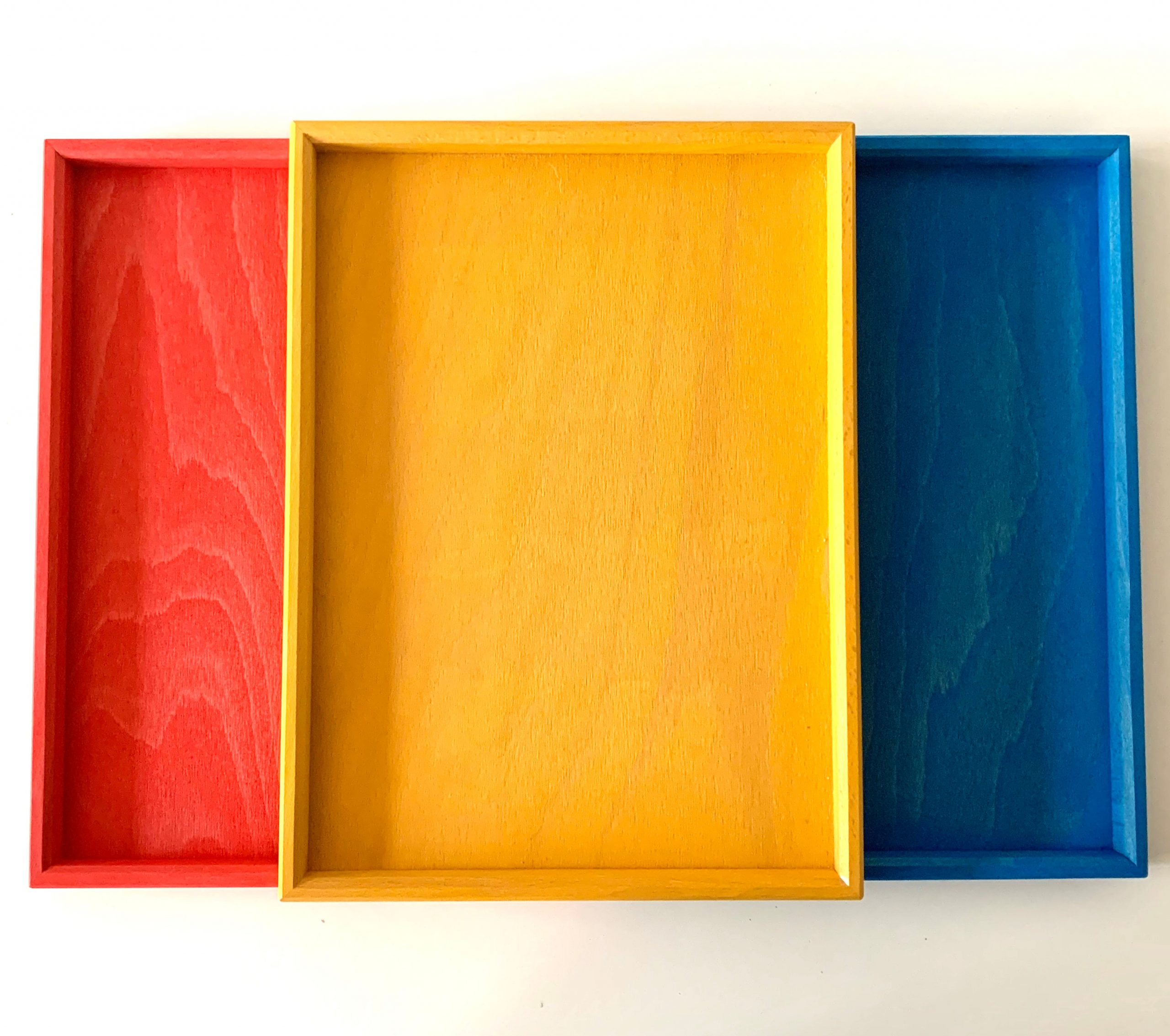 Bauspiel vassoi legno attività 6 pezzi 24x34 cm arcobaleno