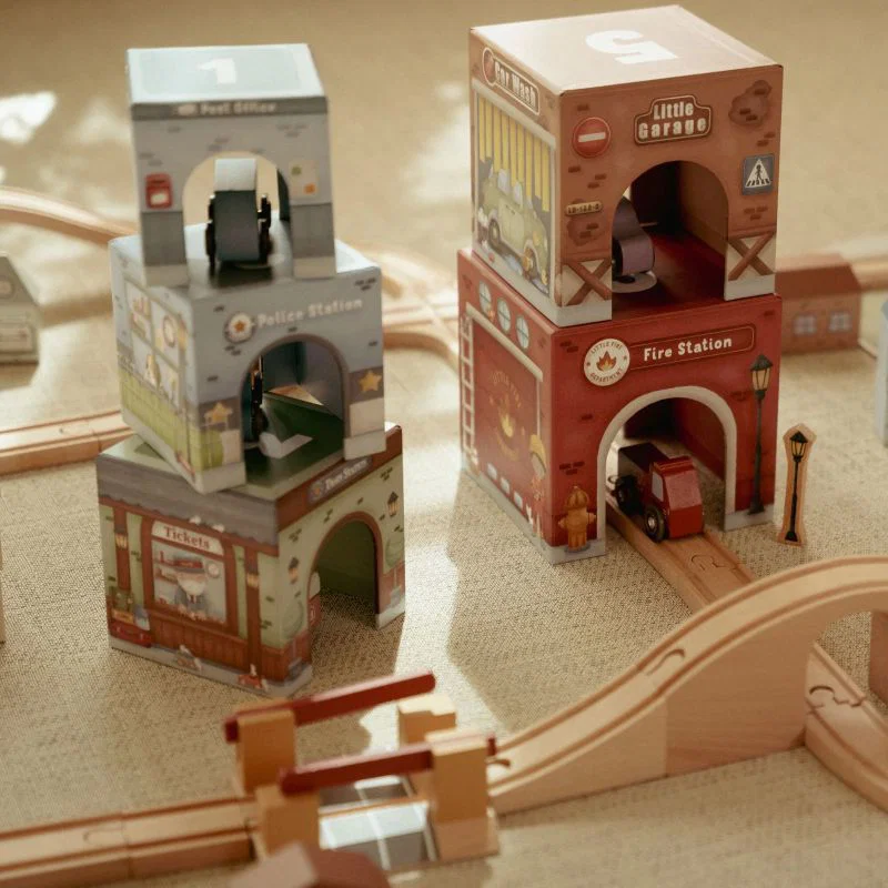 Little Dutch Cubi Impilabili Auto Gioco Legno 6 Pezzi