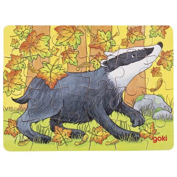 Goki Mini puzzle tasso puzzle legno 24 pezzi animali