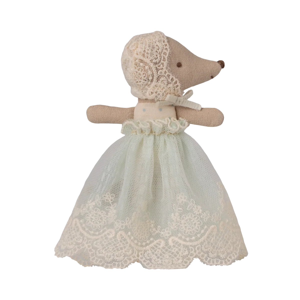 Maileg Topo bebè abiti cerimonia menta peluche 11 cm