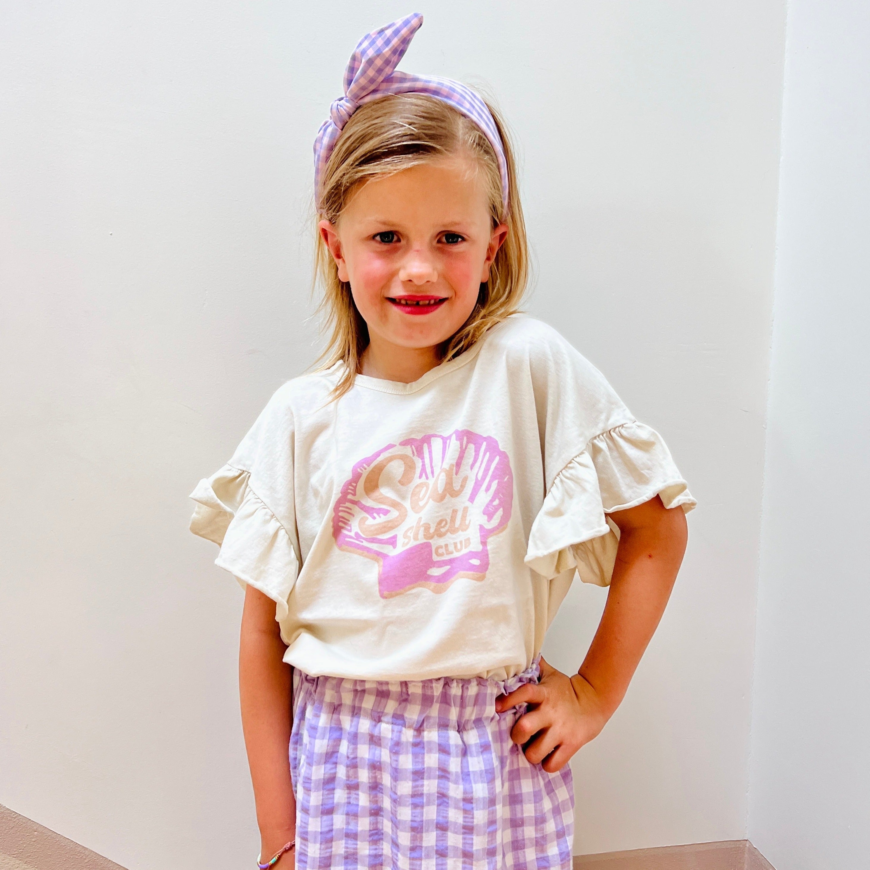 Ella and Rapha Seashell Club t-shirt bambina off white cotone bio