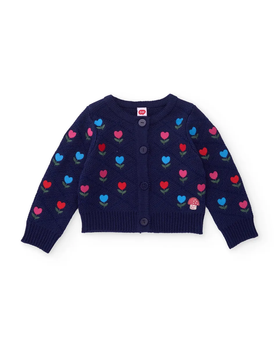 Tuc Tuc Good Wood giacca bimba blu maglia fiori