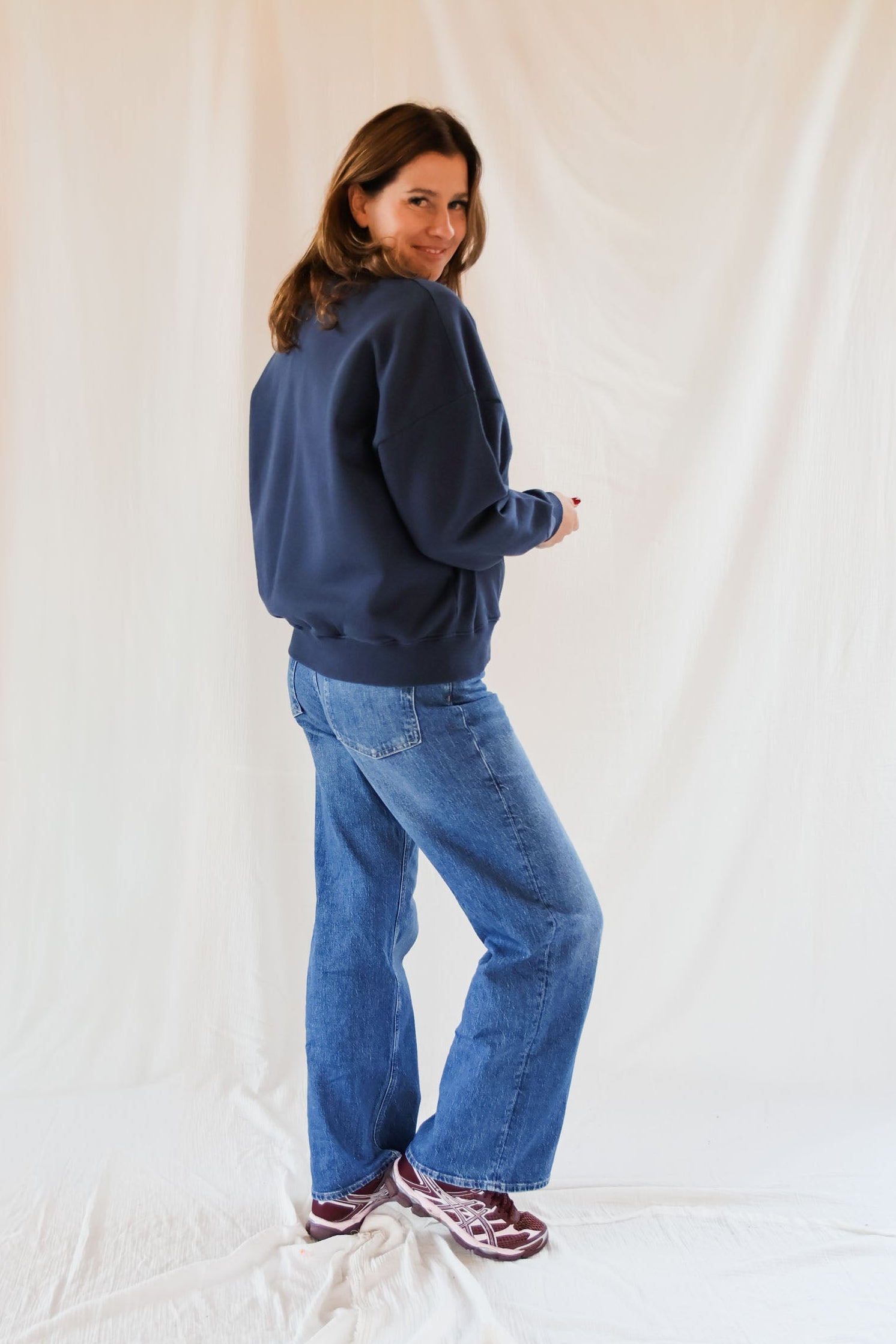 Ella and Rapha Heart felpa donna blu inchiostro loose fit