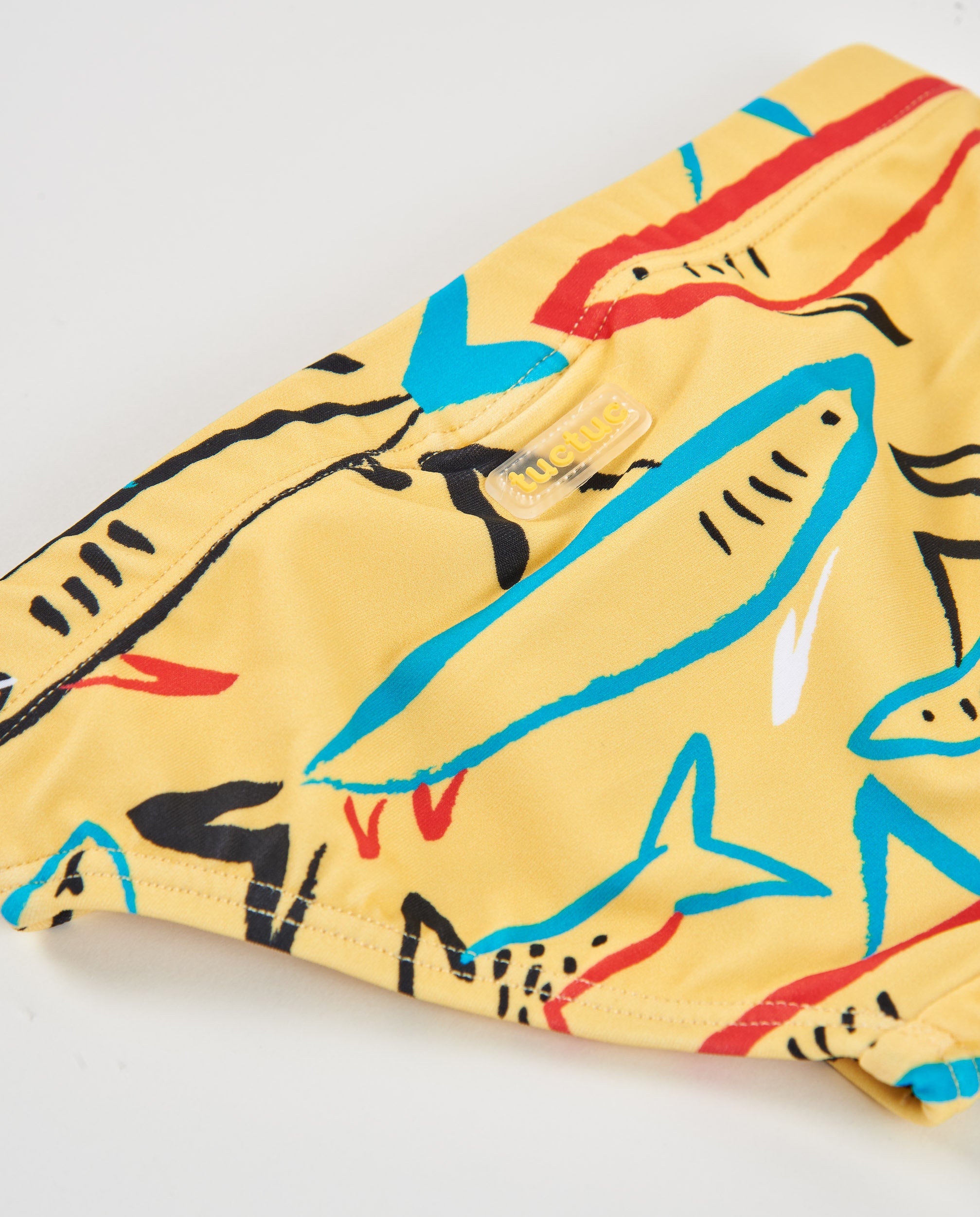 Tuc Tuc costume slip bambino giallo con squalo