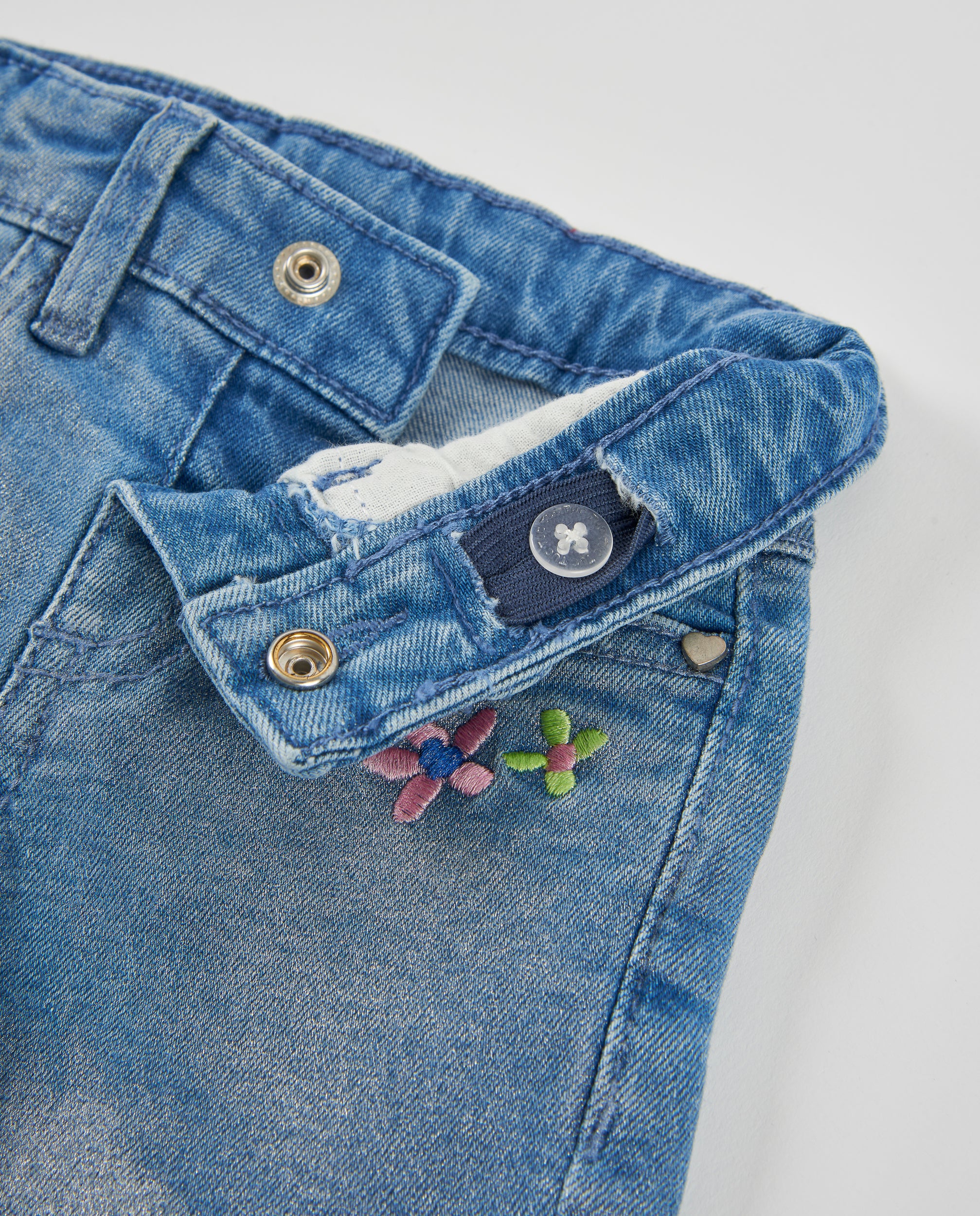 Tuc Tuc jeans bambina denim ricamo fiori