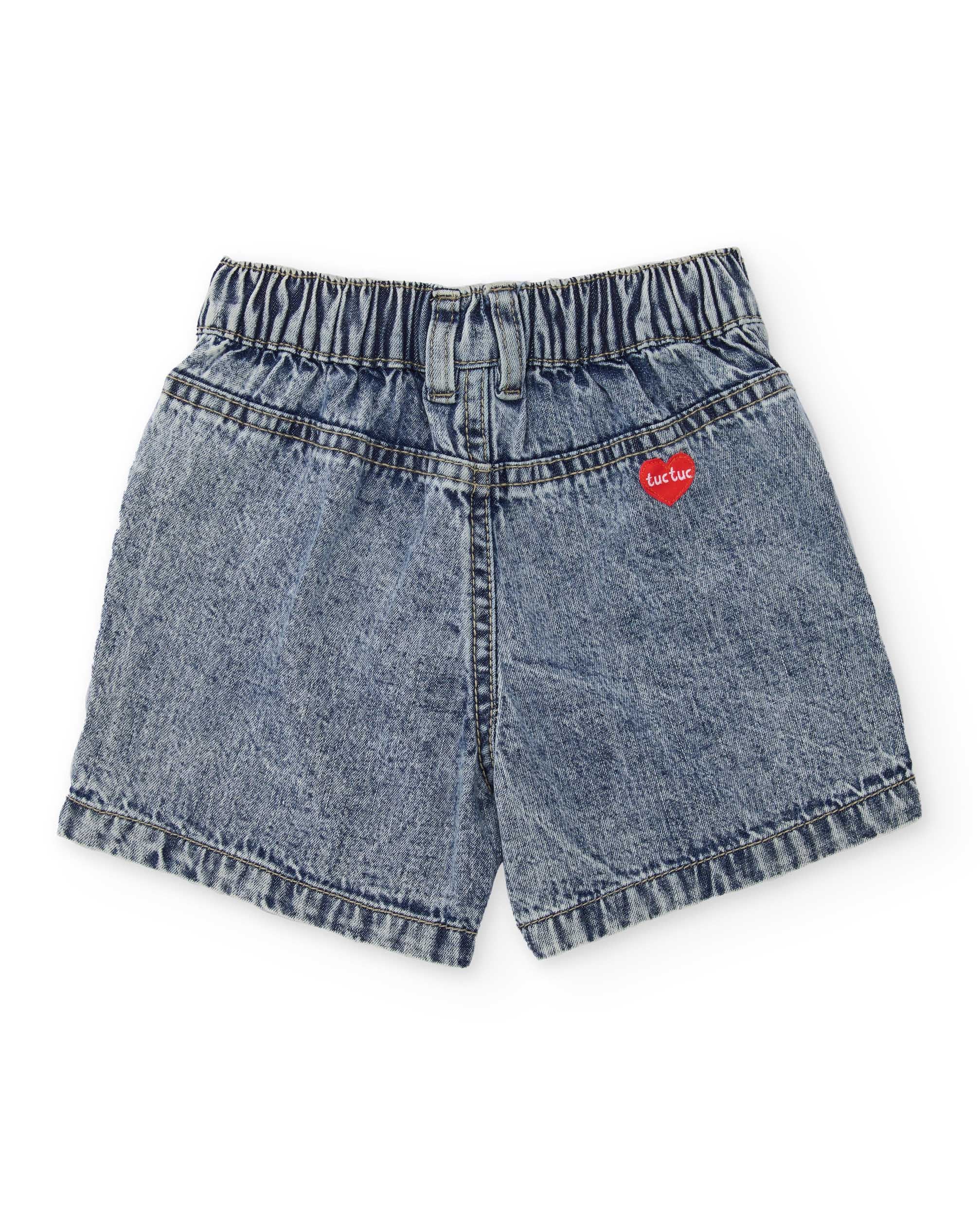 Tuc Tuc shorts bambina denim ricamo floreale jeans
