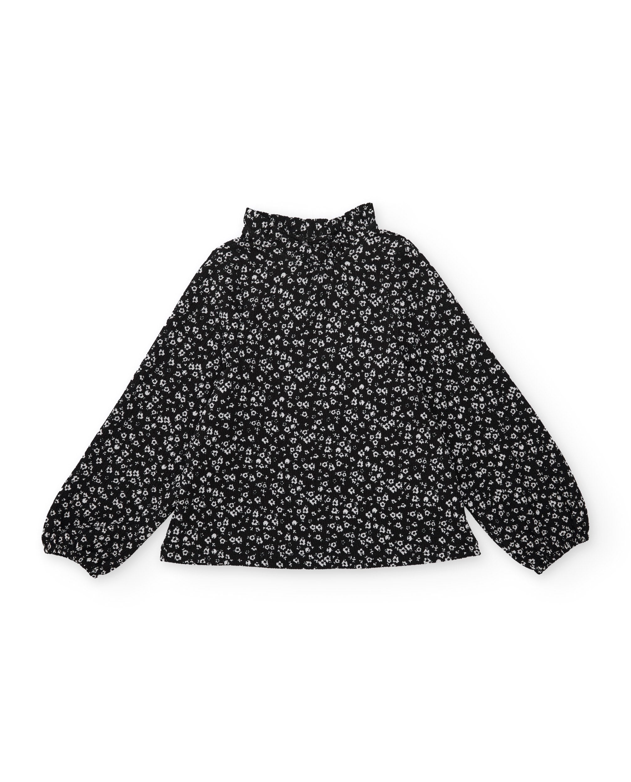 Tuc Tuc camicia bambina nera a fiori collo alto
