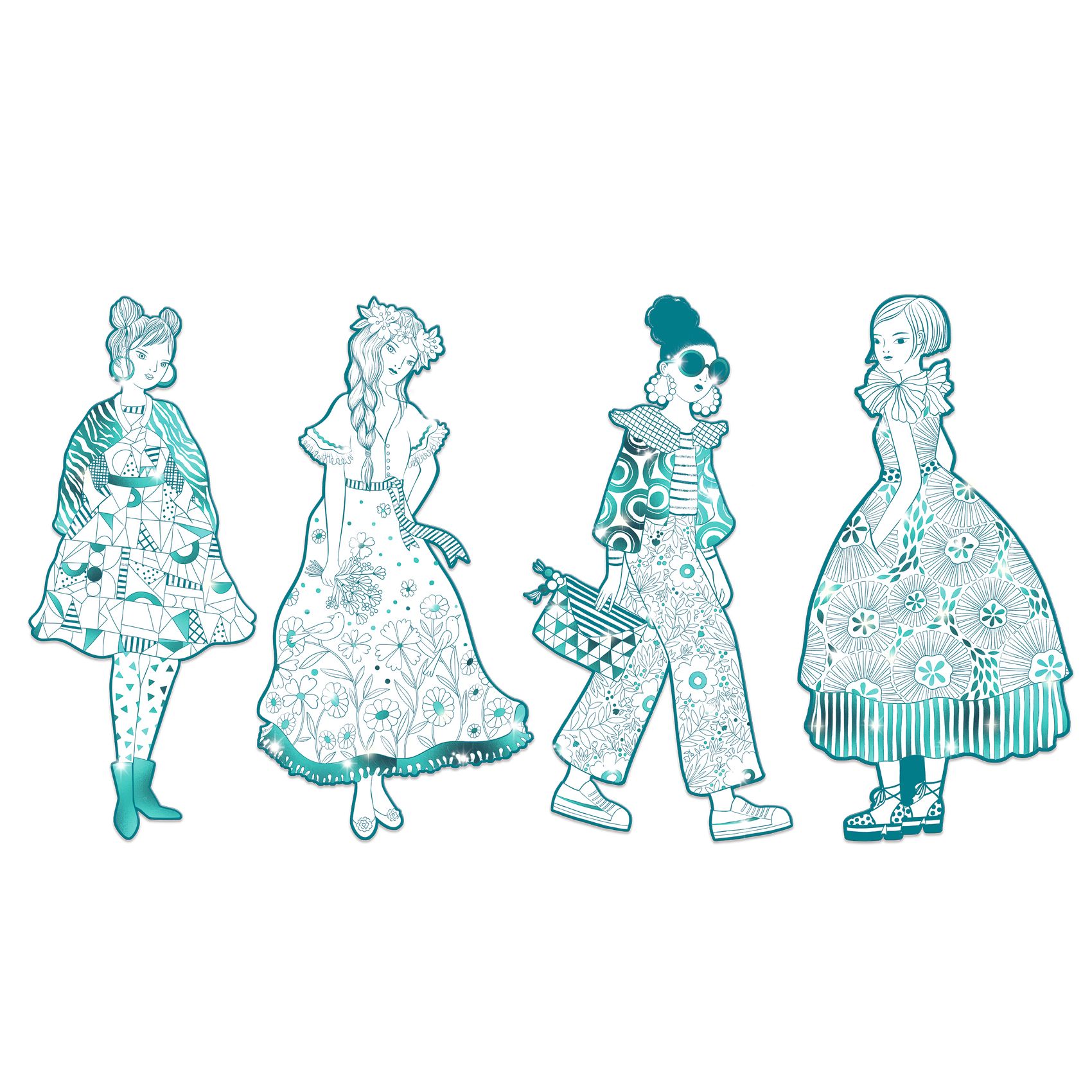 Djeco Rebekka & Friends silhouette da colorare 4 pz